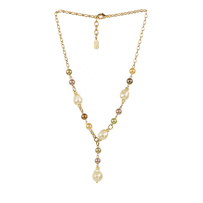 Choker necklace with two strands of chain and pearls