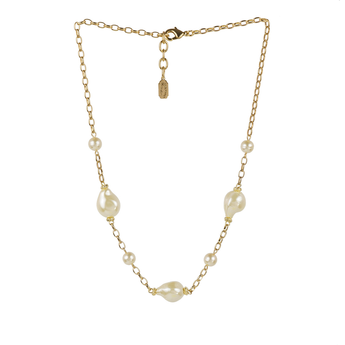Collana girocollo di catena e perle barocche