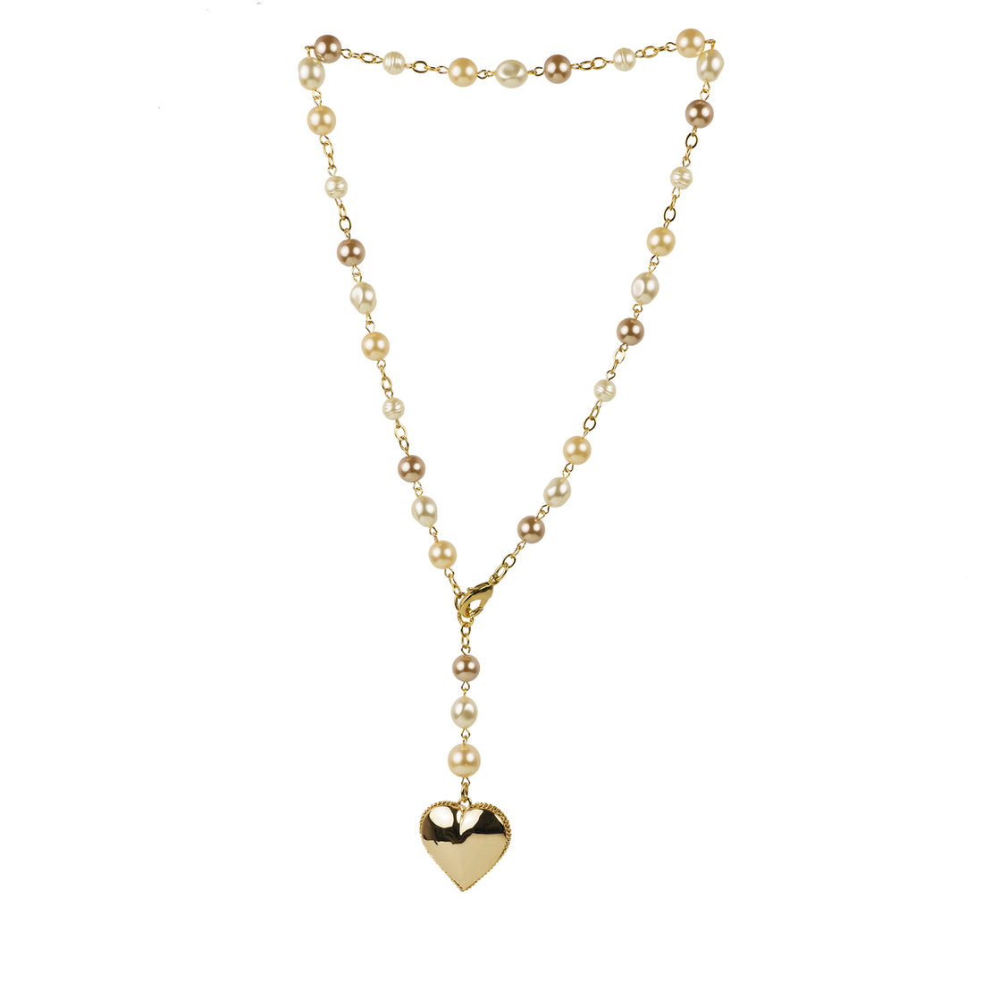 Collana girocollo di perle con pendente a cuore