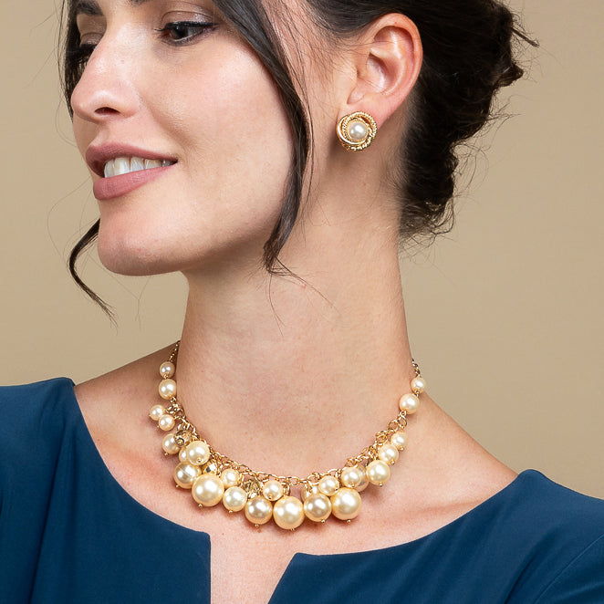 Collana girocollo charms mix di perle