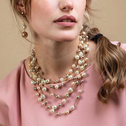 Multi-strand pearl choker necklace