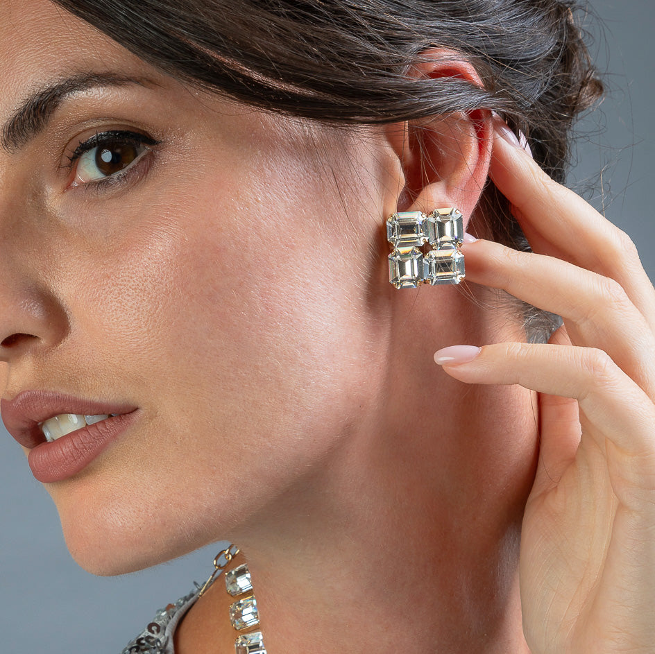 Rectangular crystal earrings