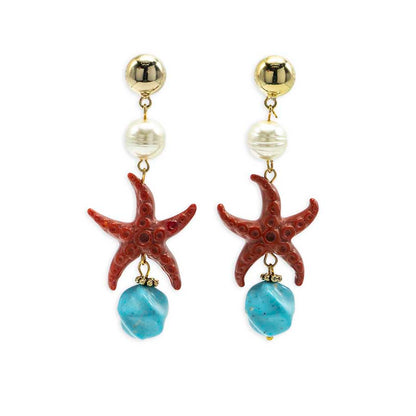 Coral star earrings