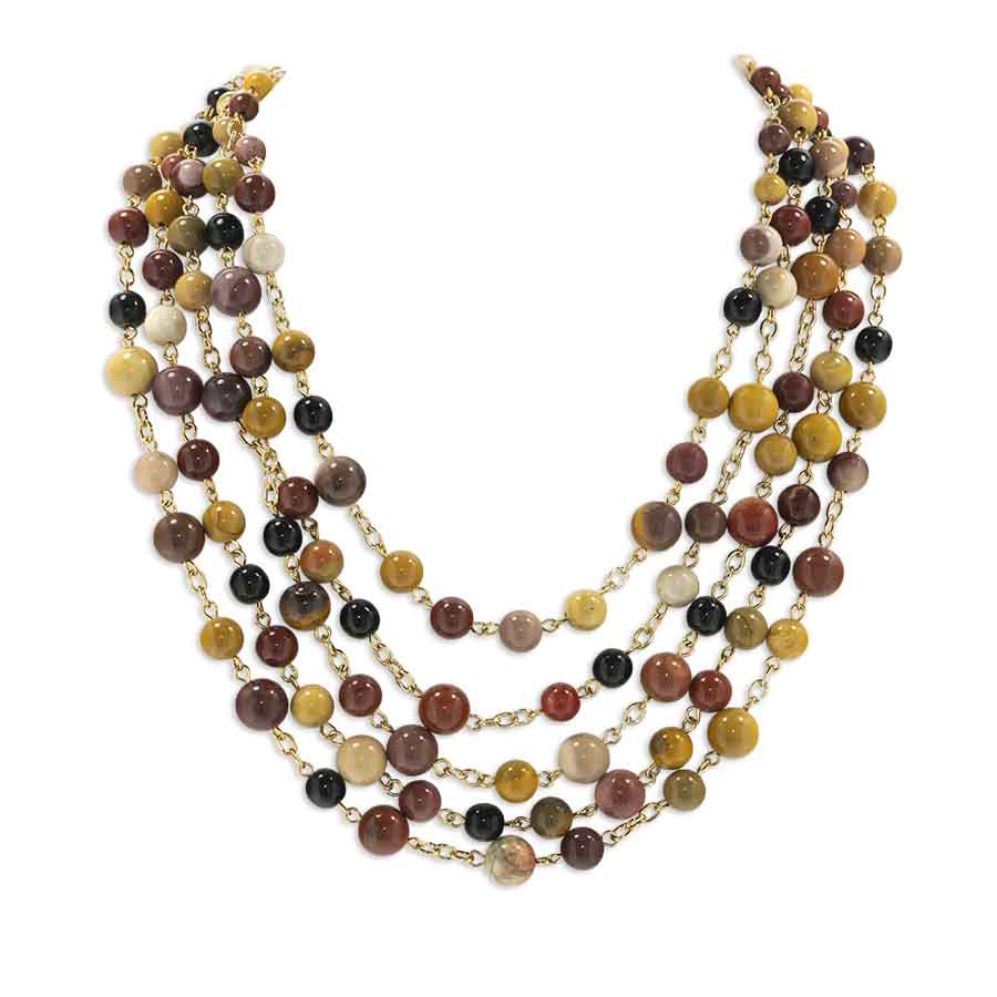 Multi-strand necklace of semi-precious stones