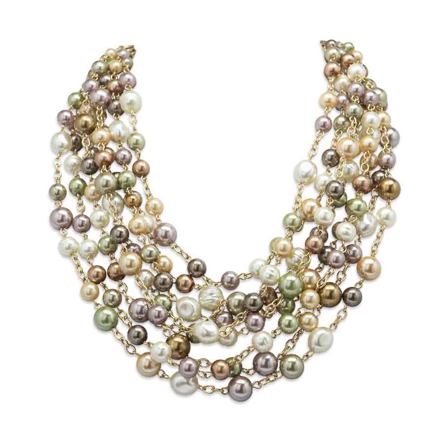 Multi-strand pearl necklace