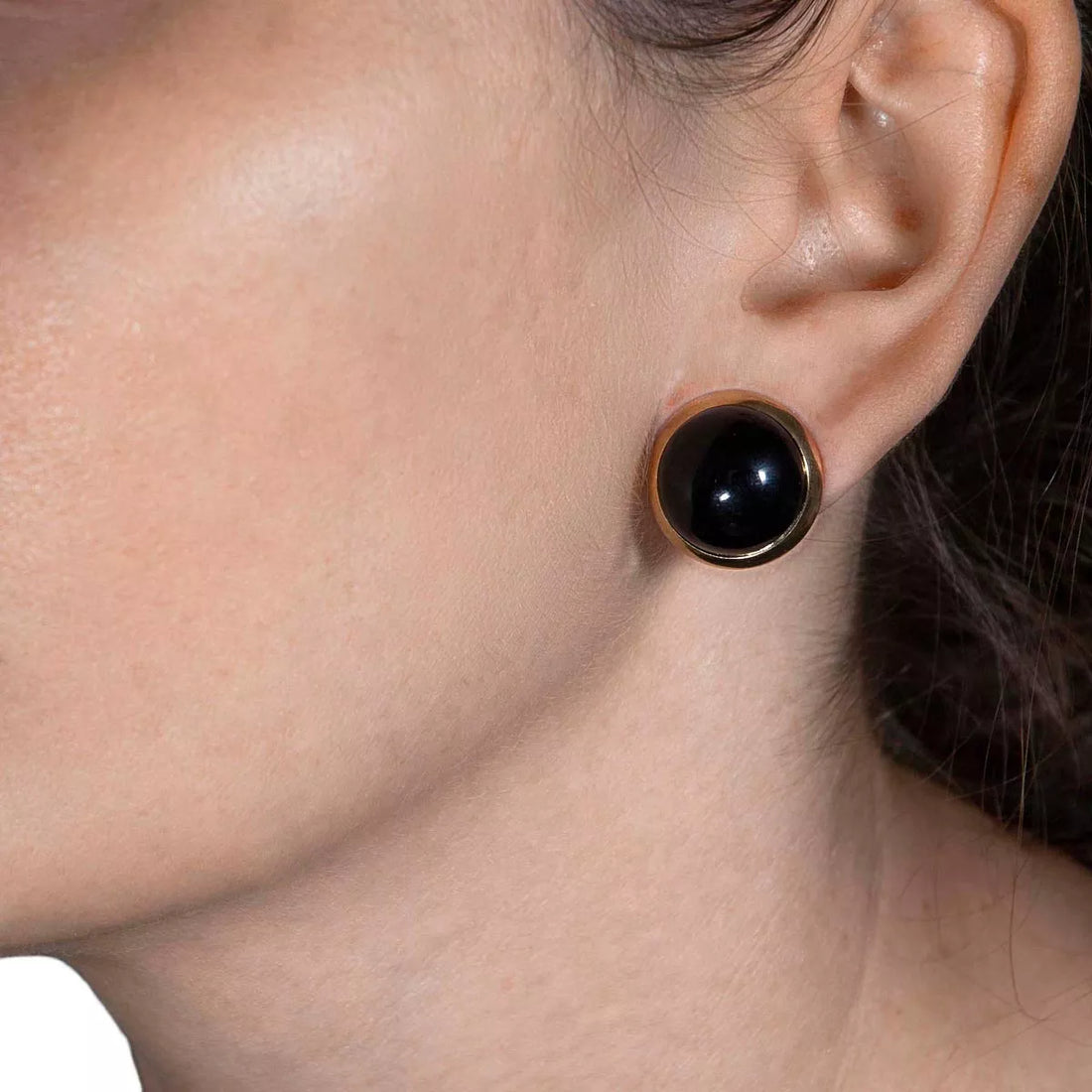 Black button earrings