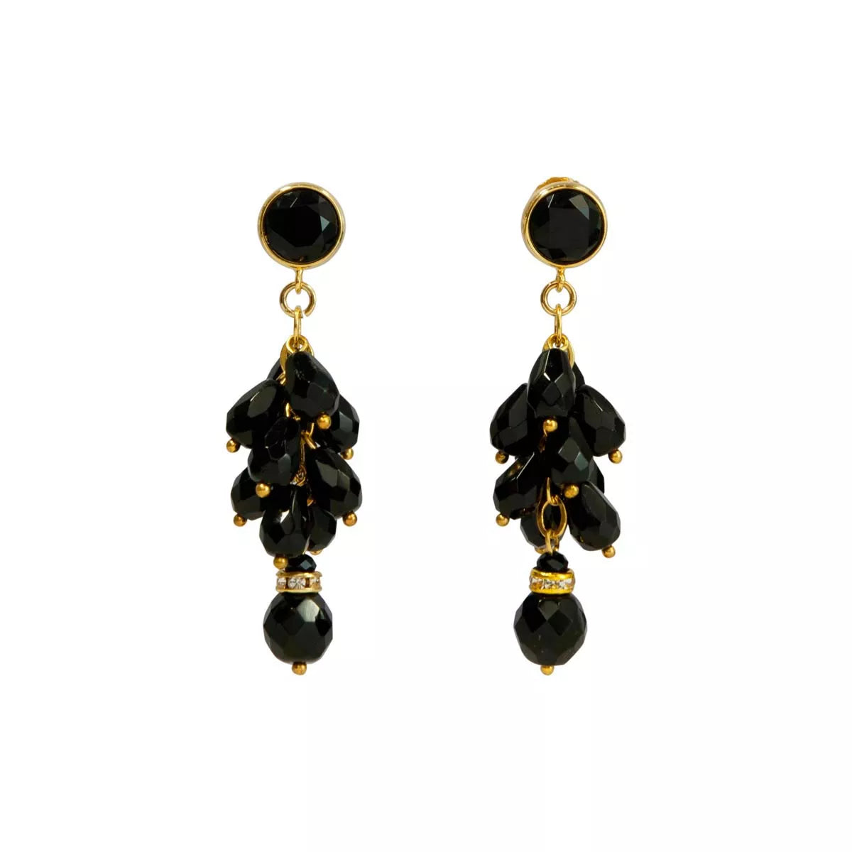 Drop earrings with black crystals