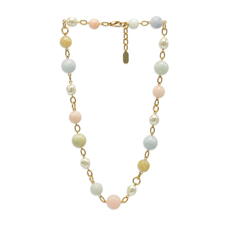 Gemstone and pearl choker necklace