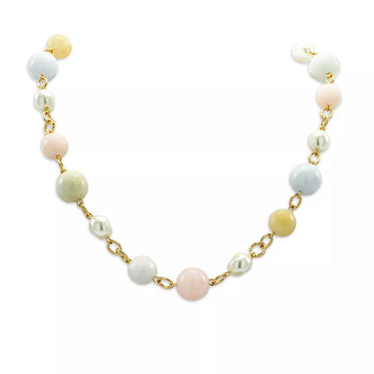Gemstone and pearl choker necklace
