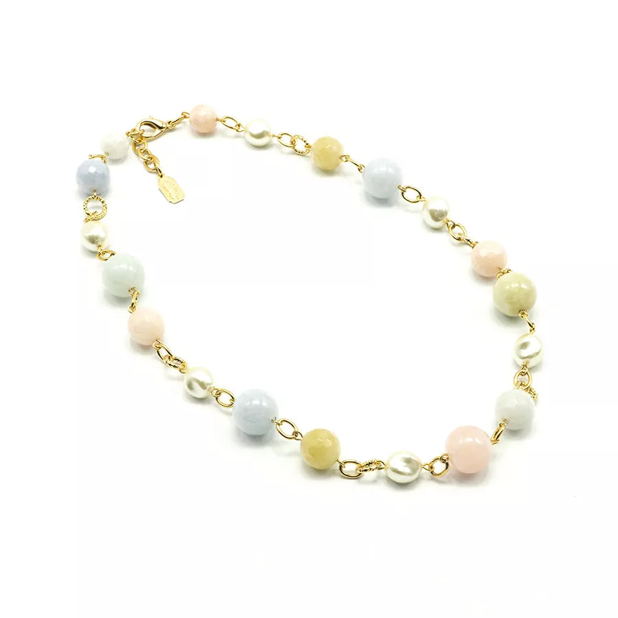 Gemstone and pearl choker necklace