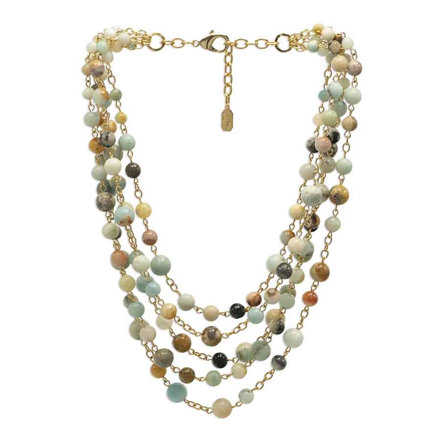 Multi-strand necklace of semi-precious stones