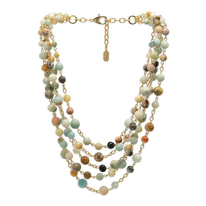 Multi-strand necklace of semi-precious stones