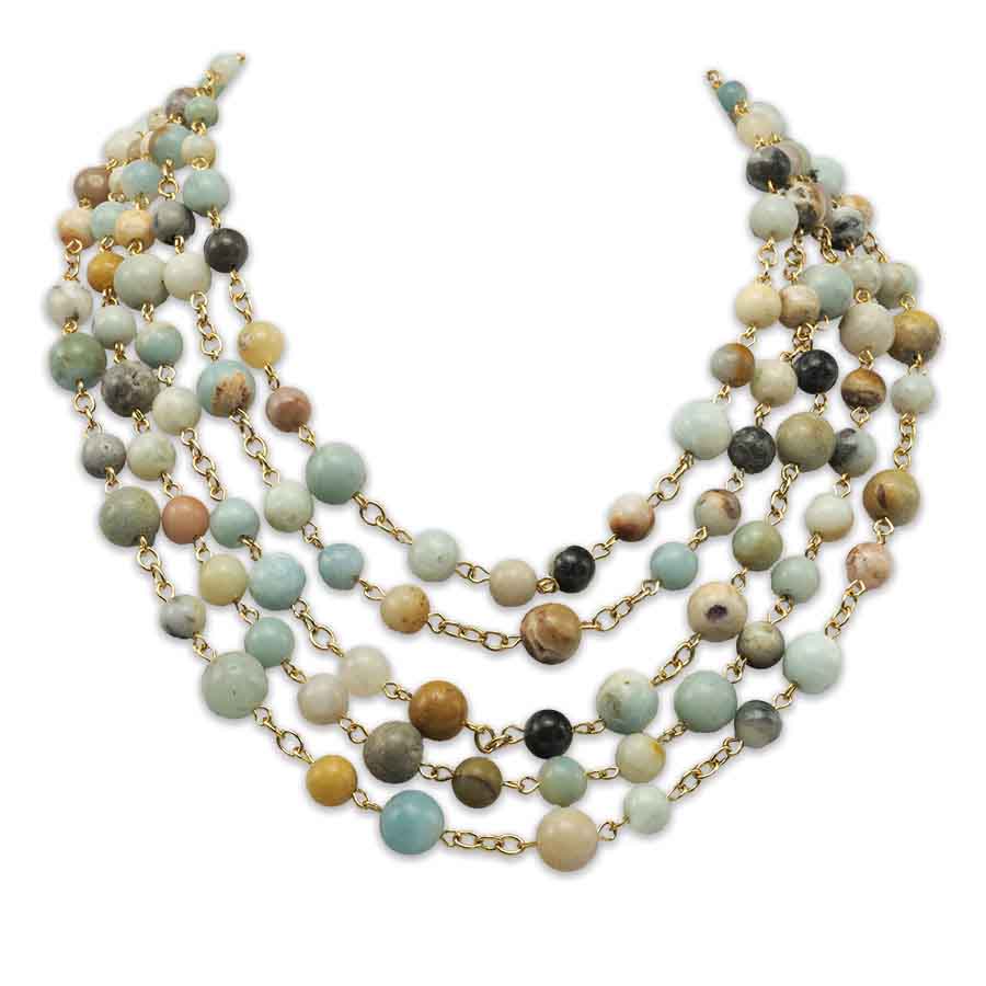 Multi-strand necklace of semi-precious stones