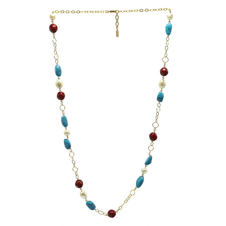 Long necklace of semi-precious stones