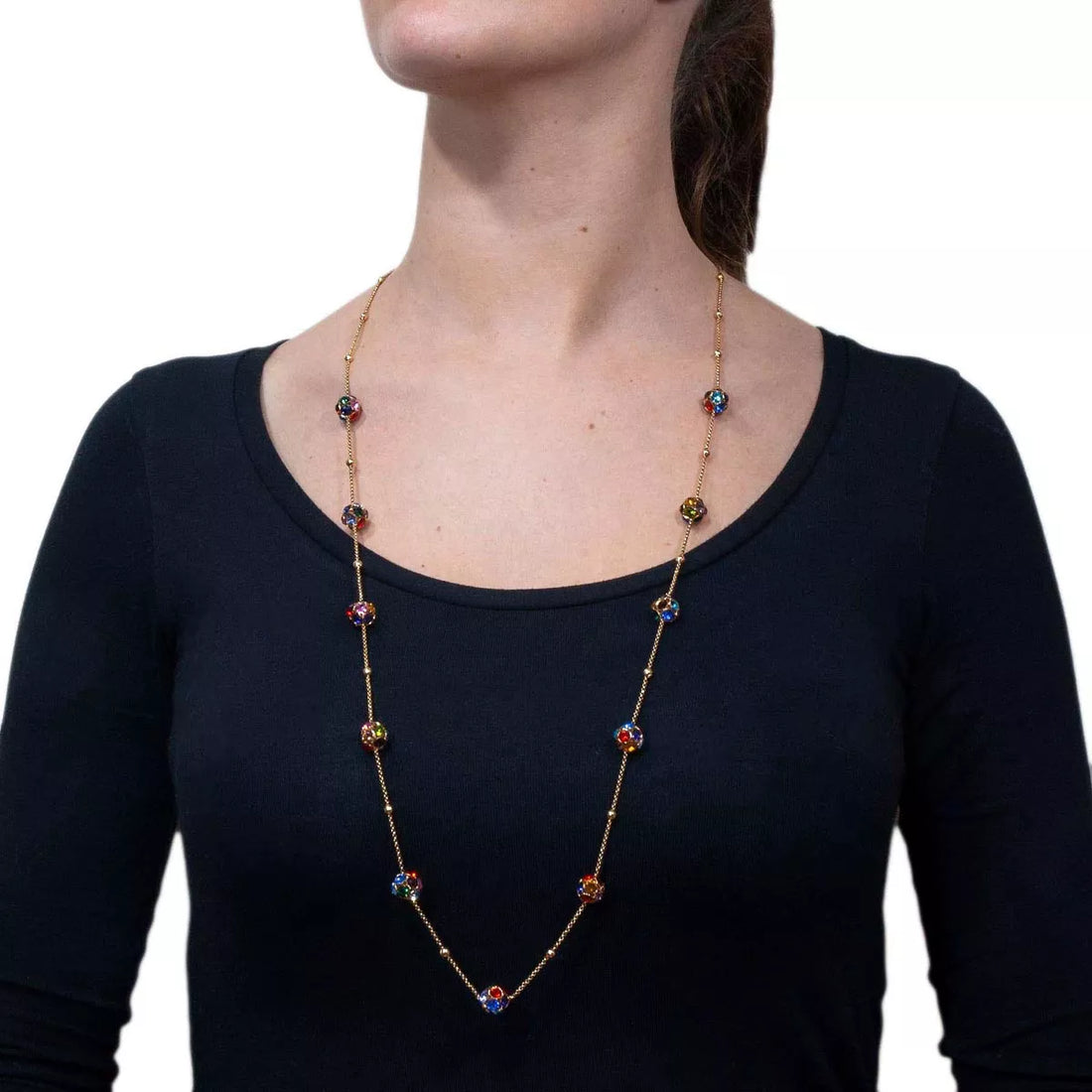 Collana lunga con cristalli