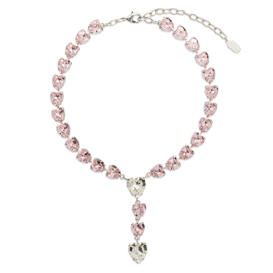 Girocollo con cuori pendenti di cristalli