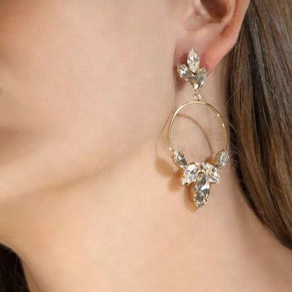 Hoop dangle earrings with crystal drops