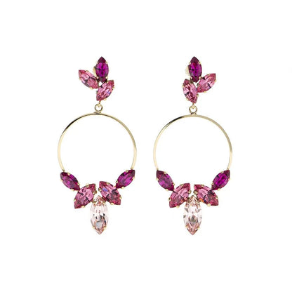Hoop dangle earrings with crystal drops