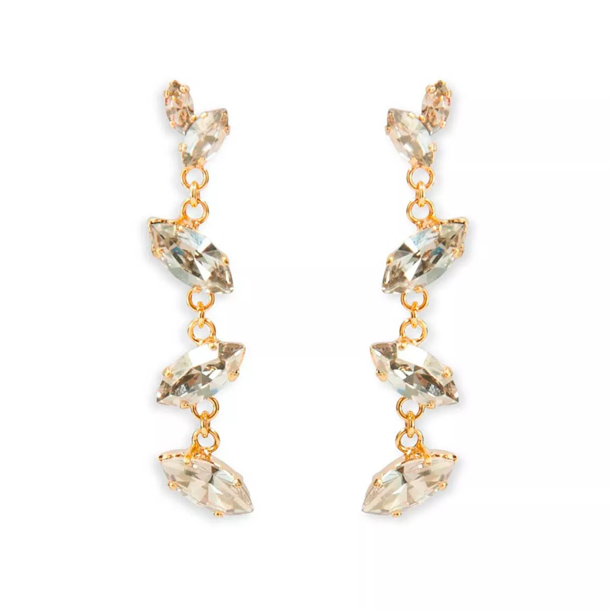 Drop earrings with crystal leaves