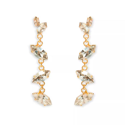 Drop earrings with crystal leaves