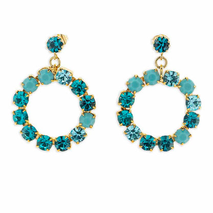 Drop earrings with crystal circle