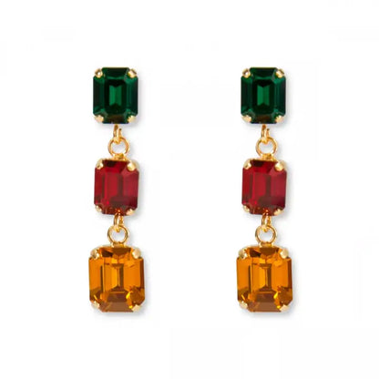 Orecchini pendenti quadrati in cristallo bohémien, vintage, con Orecchini pendenti quadrati in cristallo bohémien, vintage, con