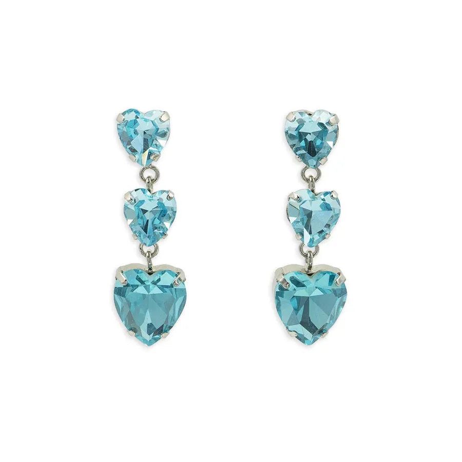 Pendientes colgantes con corazones de cristal