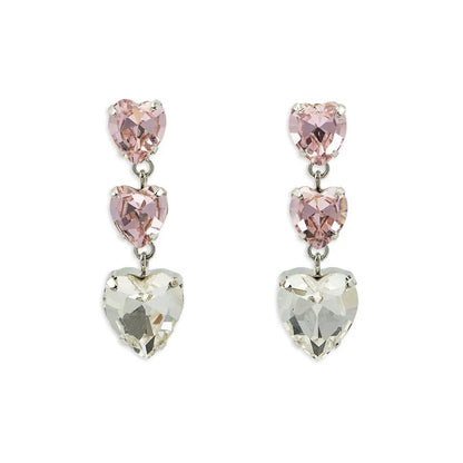 Dangle earrings with crystal hearts