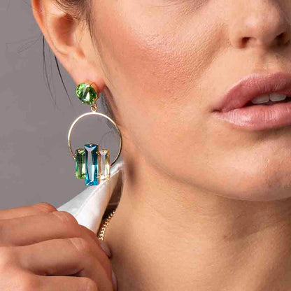 Hoop dangle earrings with crystals