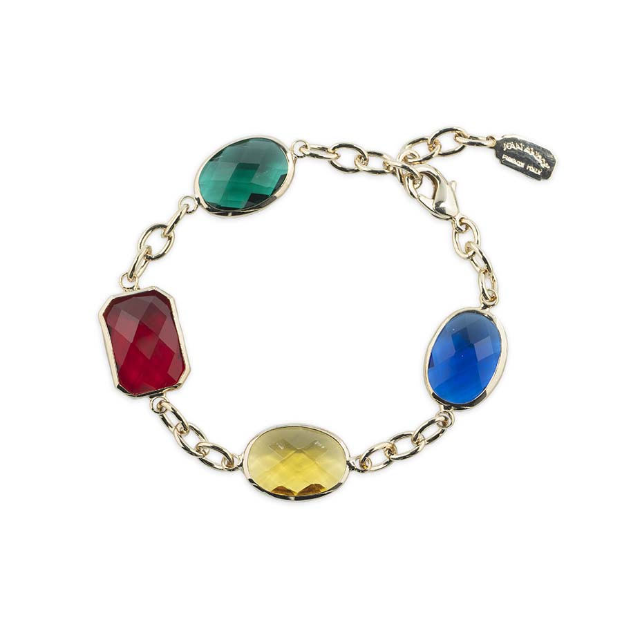 Chain bracelet and multicolored crystals