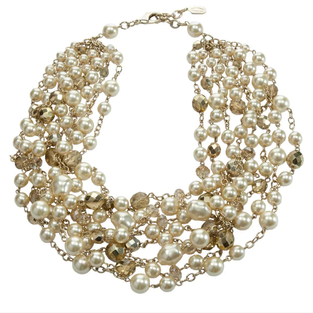 Multi-strand pearl and crystal choker