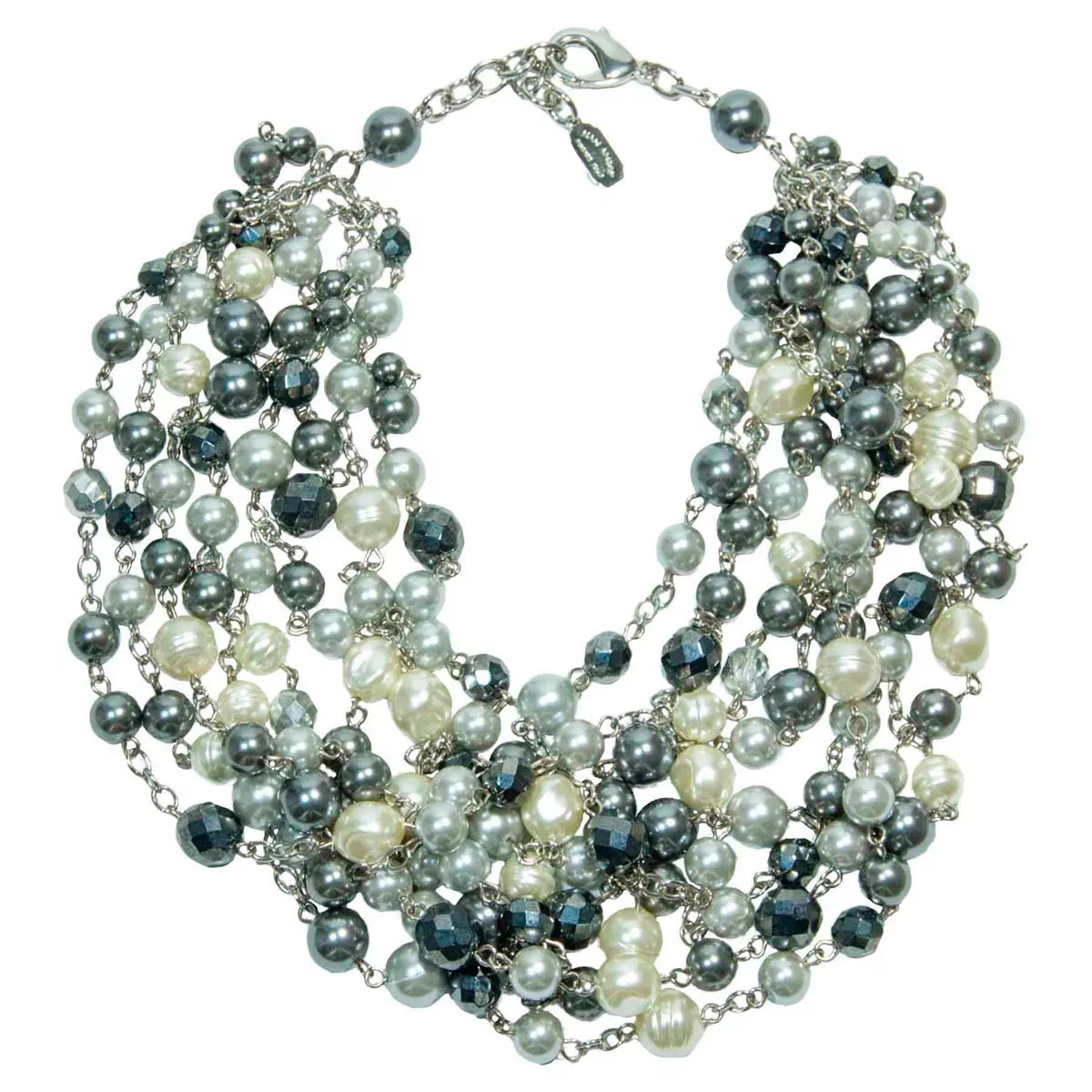 Multi-strand pearl and crystal choker